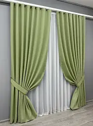 Комплект штор VR-Textil Ashen Night блекаут 2 шт 150x290 см оливковий (1841ш) - мініатюра 3