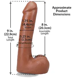 Фалоімітатор Doc Johnson The Realistic Cock ULTRASKYN 9 Inch з мошонкою, карамель - мініатюра 5