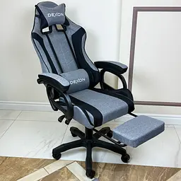 Геймерське крісло DEXON TITAN з підставкою для ніг, з тканини, Чорний-Темно-сірий - мініатюра 4