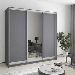 Шафа-купе тридверна MebelStar Комбо AL 2ДСП/Дзеркало 210x60x240 см Антрацит (MBS-1756)