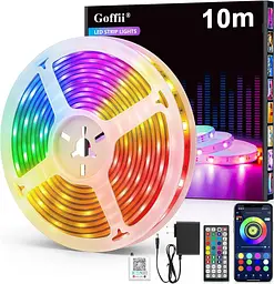 RGB LED стрічка 10 метрів з Bluetooth керуванням та синхронізацією з музикою