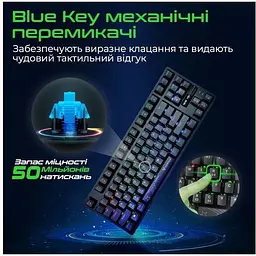 Клавіатура дротова Vertux VertuPro-80 Wireless/USB Black (vertupro-80.black) - мініатюра 3