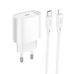 Мережевий зарядний пристрій з кабелем Hoco C109A(PD20W) Fighter single port PD20W charger set(C to iP) білий