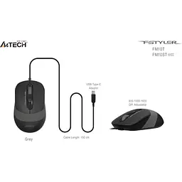 Мишка A4Tech FM10ST USB Grey (4711421990134) - мініатюра 8