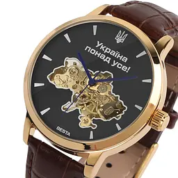 Наручний годинник чоловічий BESTA Skeleton Gold Black Dial Золотистий (3583) - мініатюра 2