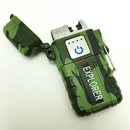 Запальничка електроімпульсна USB сенсорна електрична акумуляторна 2 дуги в подарунковій коробці UKC EXPLORER 6863 камуфляжна - мініатюра 4