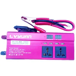 Автомобільний інвертор Bei Long Power Inverter 020 c 12V на 220V 4000W модифікована синусоїда Red, 3 розетки, 4 USB (11062) - мініатюра 2