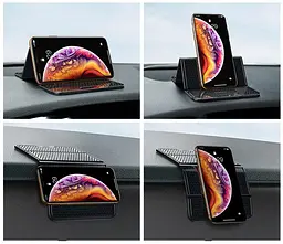 Антиковзний складаний килимок Baseus Folding Bracket Antiskid Pad Black SUWNT-01 на торпедо чорний - мініатюра 8