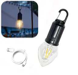 Лампочка кемпінгова акумуляторна BL HK T03B з карабіном USB теплий білий
- мініатюра 4