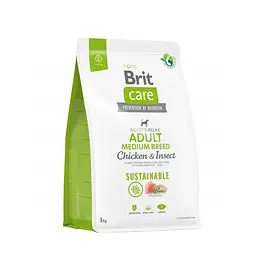 Сухий корм Brit Care Dog Sustainable Adult Medium Breed для собак середніх порід, з куркою та комахами 3 кг (арт.172176/558698)