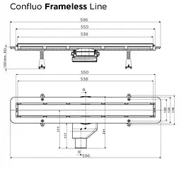 Душовий піддон Confluo Board UNI 900 з вбудованим лотком Frameless Line 550 30412 - мініатюра 7
