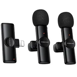 Петличний бездротовий мікрофон Borofone BFK16A Winner dual-mic Type-C Black