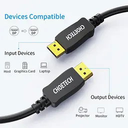 Кабель Choetech DisplayPort v1.4 XDD01BK 8K 60Hz 2 m - мініатюра 4