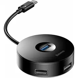 USB-хаб Baseus Round Box 4-Port USB-C Black 0.1м (CAHUB-G01) [77933] - мініатюра 2