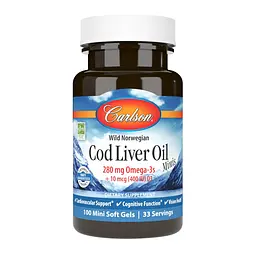 Олія печінки тріски Mini Cod Liver Oil 100 mini softgels