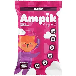 Вологі серветки Ampik Light дитячі 15 шт. рожеві