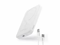 Магнітний павербанк Baseus Magnetic 5000 mAh 20 W з бездротовою зарядкою MagSafe та індикатором заряду білий - мініатюра 4