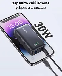 Павербанк Anker 533 10000 mAh 30 W з наскрізною зарядкою та індикатором заряду Повербанк для телефону та ноутбука - мініатюра 7