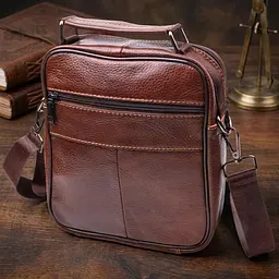 Чудова чоловіча сумка з натуральної шкіри 21279 Vintage коричнева - мініатюра 4