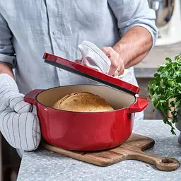 Каструля KitchenAid Cast Iron чавунна з кришкою 22 см 3.3 л червона (CCC006057-001) - мініатюра 9