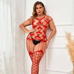 Відкритий бодістокінг із сердечками L-XXL – Еротична білизна