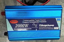 Автоінвертор 12 V-220 V 2000 W перетворювач напруги з чистою синусоїдою та функцією заряджання акумулятора UPS 15 A 12 V-220 V WimpeX WX-2100