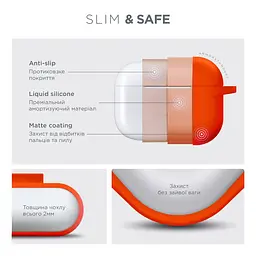 Силіконовий чохол для навушників Apple AirPods Pro, Hang Case, помаранчевий, ультратонкий захисний кейс товщиною 2 мм, захист від подряпин, пилу та ударів, компактний, з карабіном для кріплення, ArmorStandart (ARM56065) - мініатюра 3