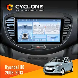 Штатна магнітола Hyundai i10 2008-2013 Cyclone C9-012 4x64, DSP, 4G Cyclone (НФ-00007895)