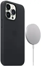 Оригінальний шкіряний чохол для iPhone 13 Pro Max Apple Leather Case with MagSafe Black MM1R3ZM/A