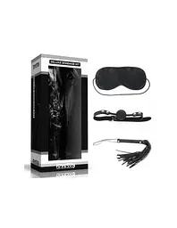 Набір БДСМ аксесуарів: кляп LoveToy Bondage Kit Black, флогер та маска на очі, чорний - мініатюра 5