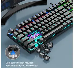 Клавіатура ігрова механічна Aula Mechanical S-2022 Black keycaps KRGD Blue switch - мініатюра 6