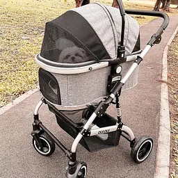 Складна коляска для домашніх тварин зі знімною переноскою Oui Oui Pet Stroller YA01K Grey - мініатюра 2