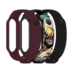 Комплект силіконових ремінців для фітнес браслетів Xiaomi Mi Band 5/6/7, Silicone, wolverine comix, зі зручною застібкою, на фітнес трекер та смарт годинник, ArmorStandart (ARM77056)