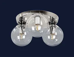 Люстра стельова Levistella 756XPR150F-3 CR+CL (290), 3 плафона, E27, хром + прозоре скло, 150 мм, сучасний стиль для дому - мініатюра 2