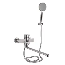 Змішувач для ванни Lidz Luna 005 (з душовим гарнітуром) (k35) LDLUN005NKS46093 Nickel Нержавіюча сталь