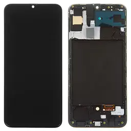 Дисплей для Samsung A307 Galaxy A30s, чорний, з рамкою, High, з широким обідком, (OLED)