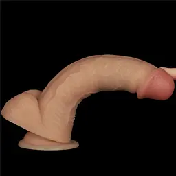 Реалістичний вібратор Vibrating Power Basics Cock 8" тілесний - мініатюра 9