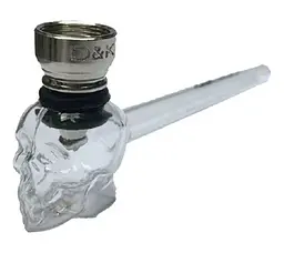 Трубка курильна скляна з охолодженням D&K Череп DK-8587 Silver (15669)
