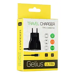 Мережевий зарядний пристрій Gelius Ultra Edition 2USB + Type-C 2.1 A Black 1.2 m - мініатюра 2