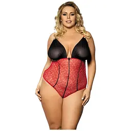 Сексуальне боді Anais Fosco 5XL/6XL чорний-червоний