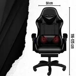 Крісло геймерське Yato Player з підставкою для ніг та масажем Black (100003) - мініатюра 3
