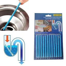 Паличкb для чищення труб, Sani Sticks, ензимні, багаторазові, набір 12 шт, 9.5 см, синя - мініатюра 5