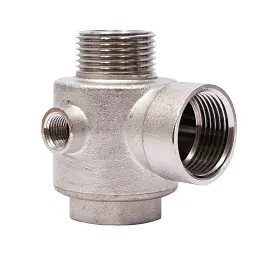 З"єднувач п'ятививідний +зворотний клапан 80мм M1"×F1"×F1"×M1/4"×F1/4" Silver 480г AQUATICA (779601) - миниатюра 5