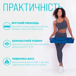 Килимок для йоги та фітнесу EasyFit TPE+TC 6 мм двошаровий + Чохол синій-жовтий - мініатюра 2