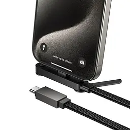 Дата кабель Hoco U150 Exquisite side plug and stand Type-C to Type-C 60W (1.2m) Black - мініатюра 6