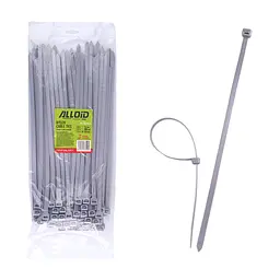Стяжка Alloid 7.6х300мм, пластик, 100шт./уп., сірий (PC-76300G)