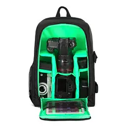 Фото рюкзак Canon EOS Nikon Sony Olympus універсальний з відділом для ноутбука 15,6" + дощовик Чорний із зеленим ( IBF022BG ) - мініатюра 5