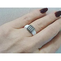 Срібне кільце Aurora з керамікою і фіанітами. С1120Б - мініатюра 2