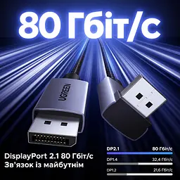 Кабель DisplayPort UGREEN DP137 2.1 кутовий 90° 16K 60 Гц 3 м чорний (16039) - мініатюра 2