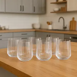 Набір склянок для напоїв фігурних ребристих 450 мл 6 штук, прозорий TS Kitchen HP98 - мініатюра 3